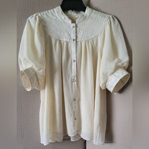Anthropologie Cream Button-Up Blouse